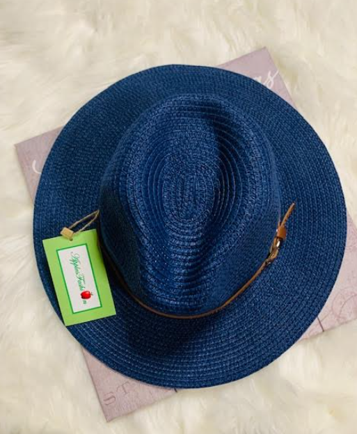 Very Elegant Straw Hat - Navy Blue