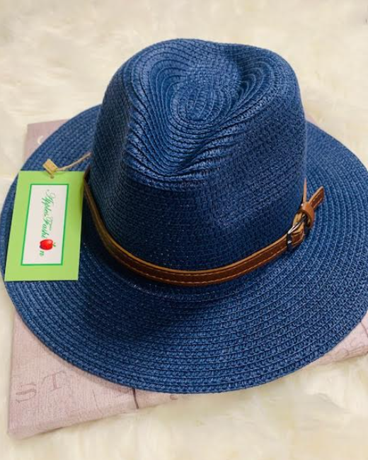 Very Elegant Straw Hat - Navy Blue