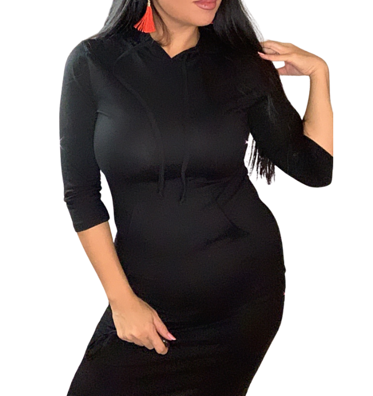 3/4 Sleeve Knee Length Stretchable Sporty Dress