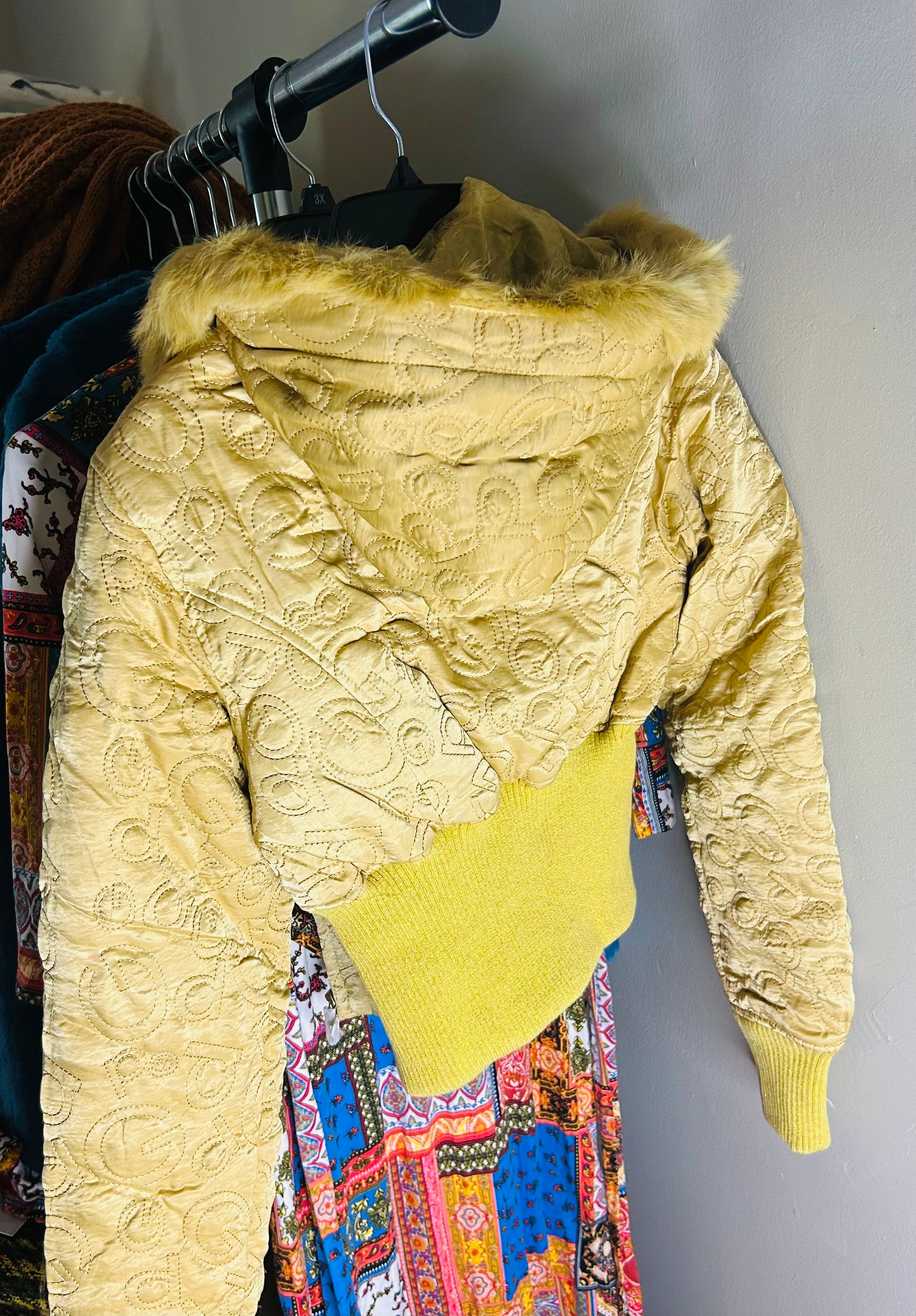 Caramel Jacket With Fur Hoody.  Very fashionable.