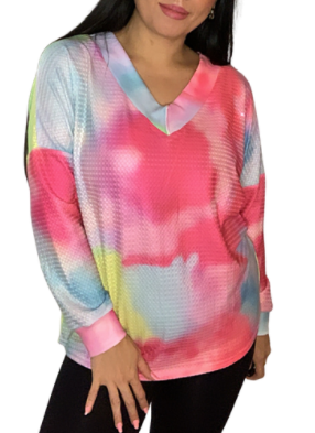 Long Sleeve Tie Dye Style Top
