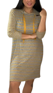 Yellow Stripe Hooded Dress