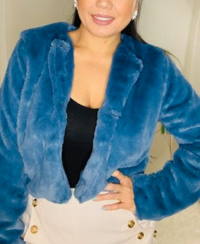 Beautiful Faux Fur Blue Jacket
