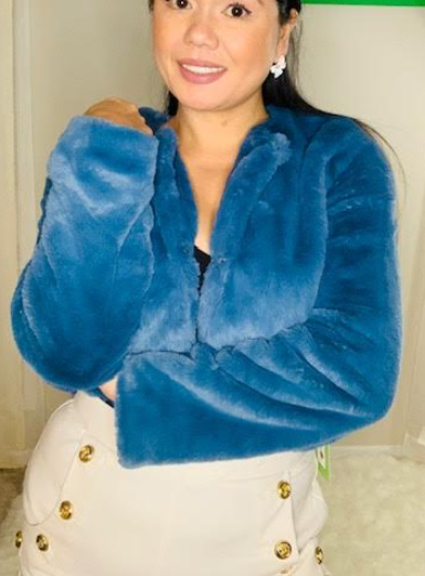 Beautiful Faux Fur Blue Jacket