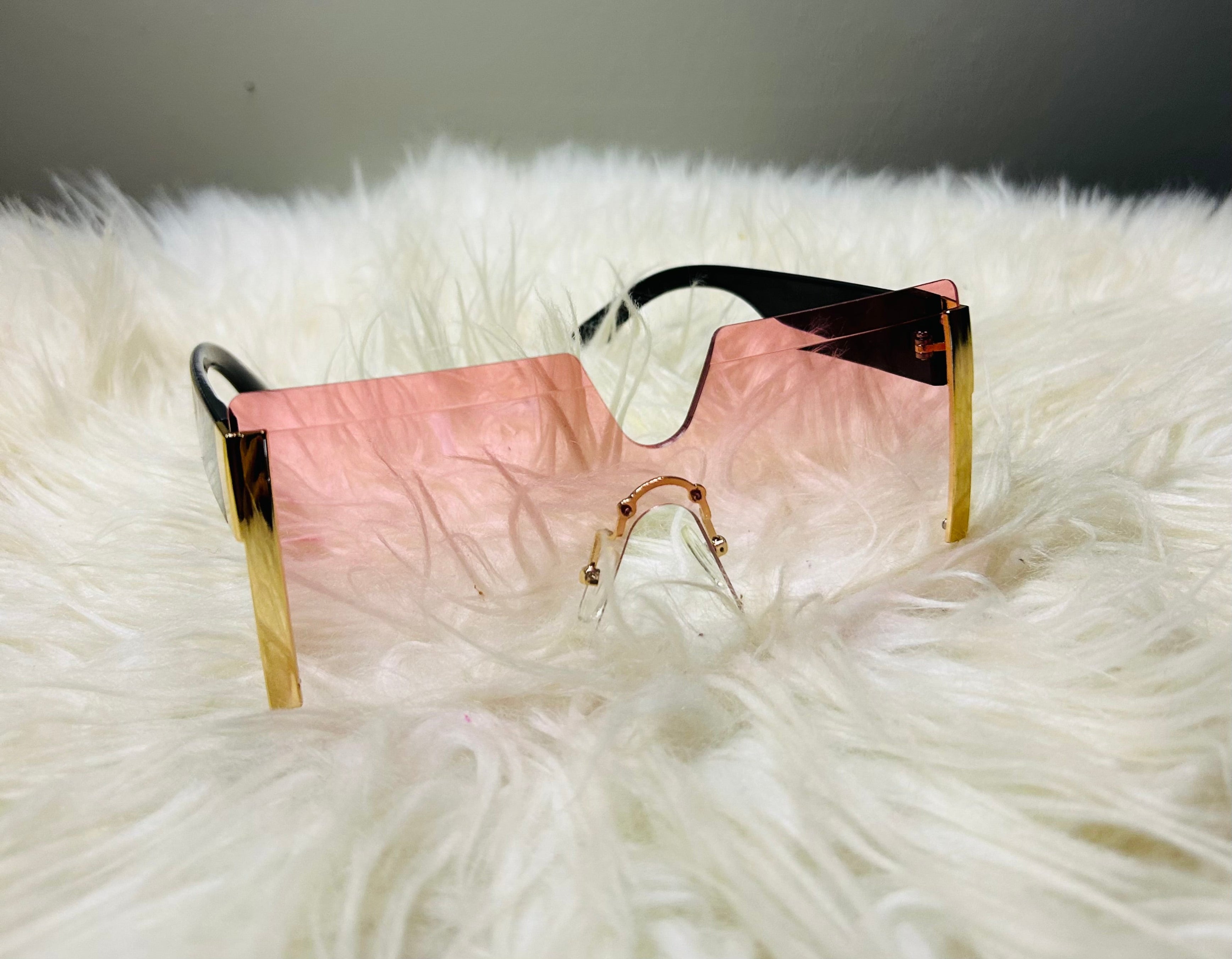 Rectangular Frame With Shade Of Light Pink with gold lining