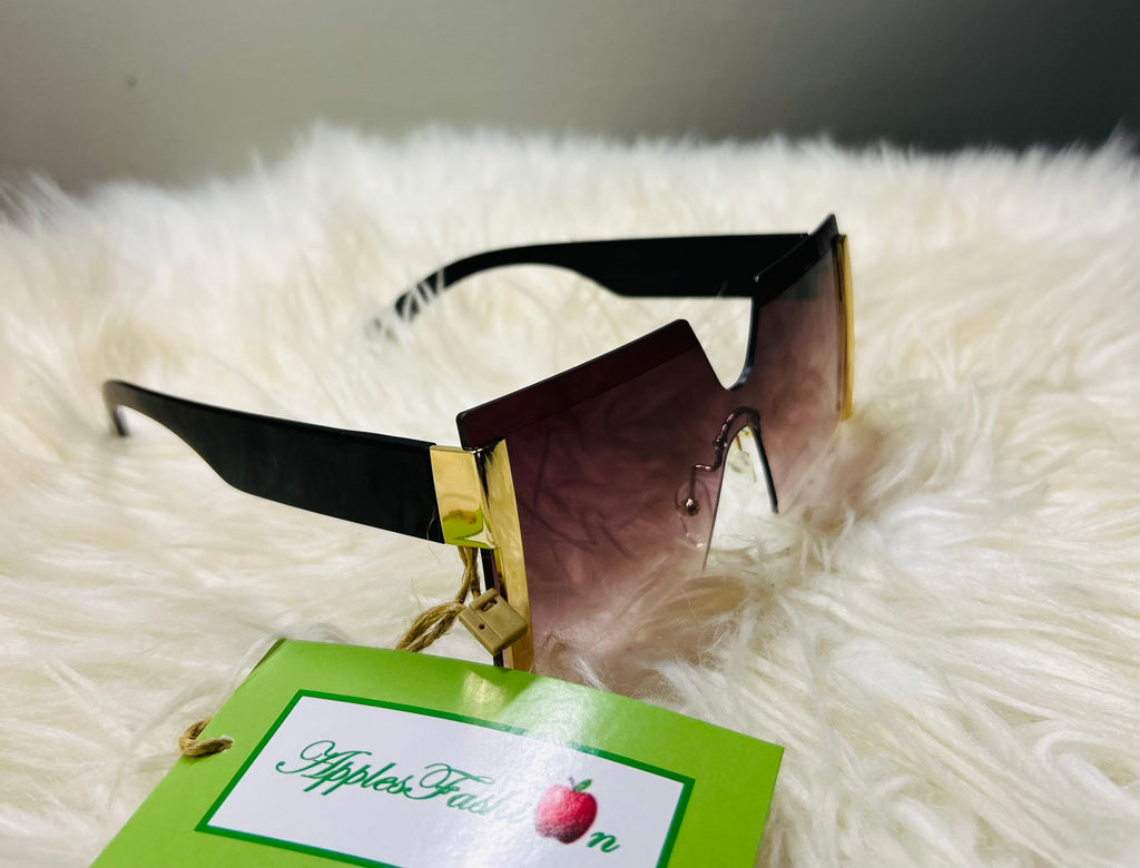 Rectangular Fram Shade With Hint Of Purple and gold lining