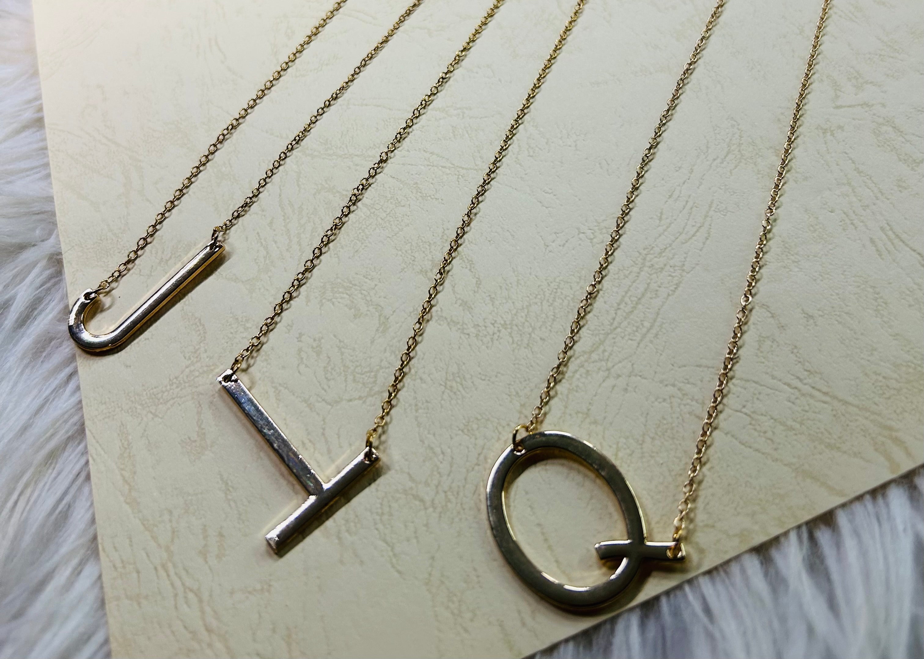 Gold Necklace With Initial Letter Pendant