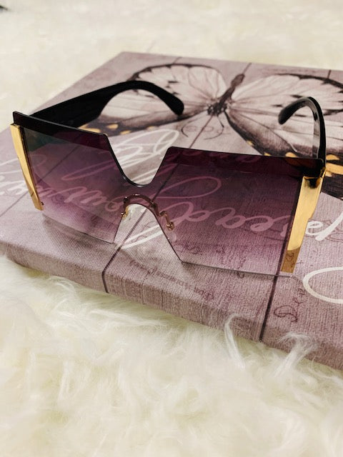 Rectangular Fram Shade With Hint Of Purple and gold lining